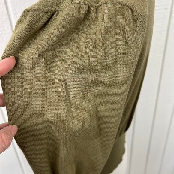 Route 66 Women Vintage 3/4 Sleeve Chunky Sweater Cardigan Cropped Green LARGE - Picture 5 of 9